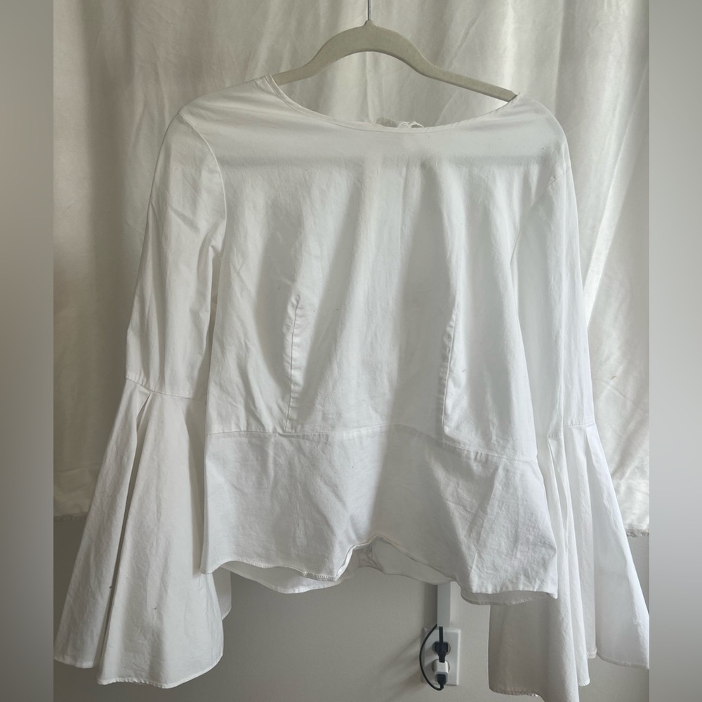 white bat sleeve blouse